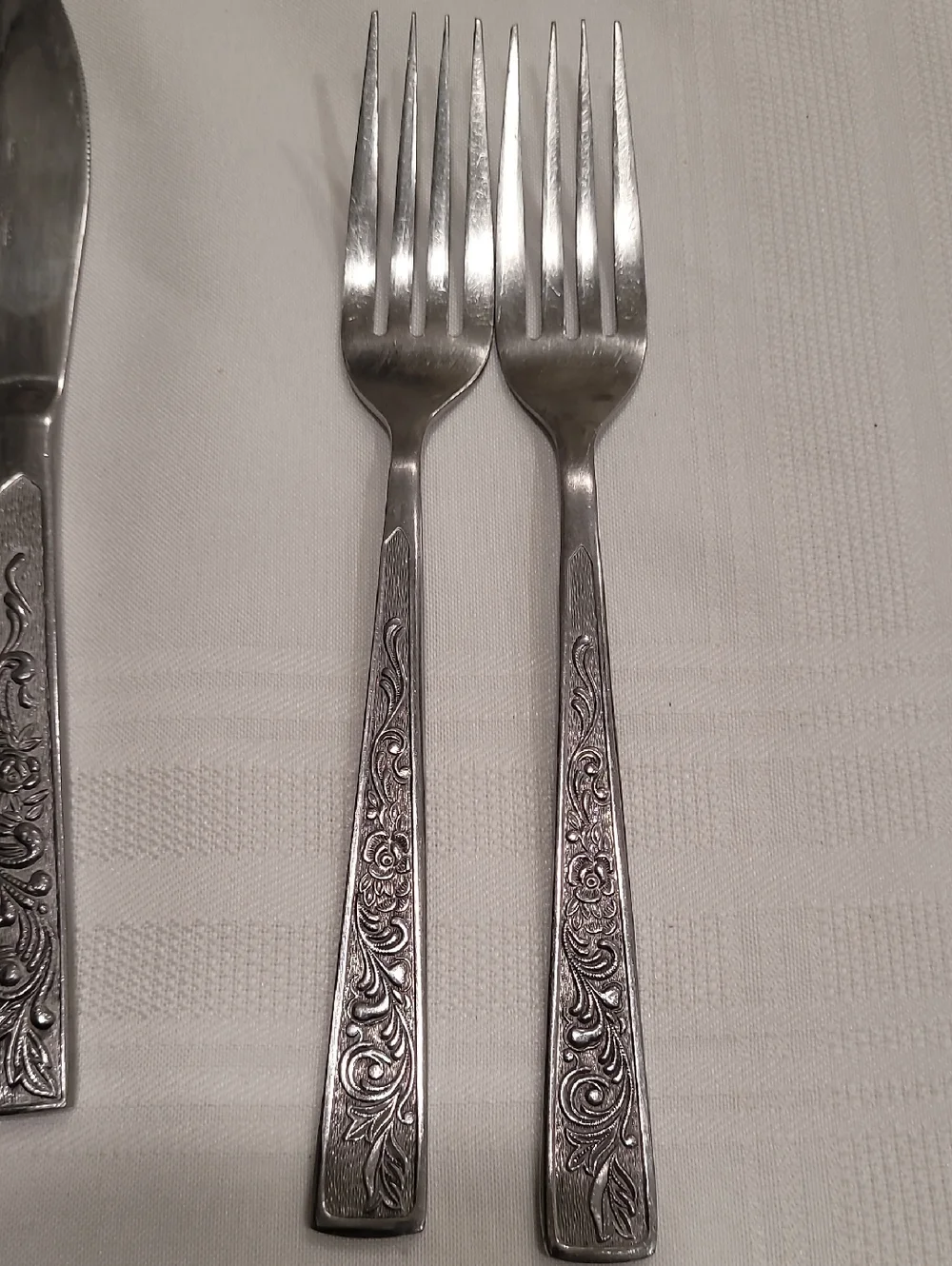 MCM Flatware Spoons Forks Knives Stainless Steel Signed Plume Korea